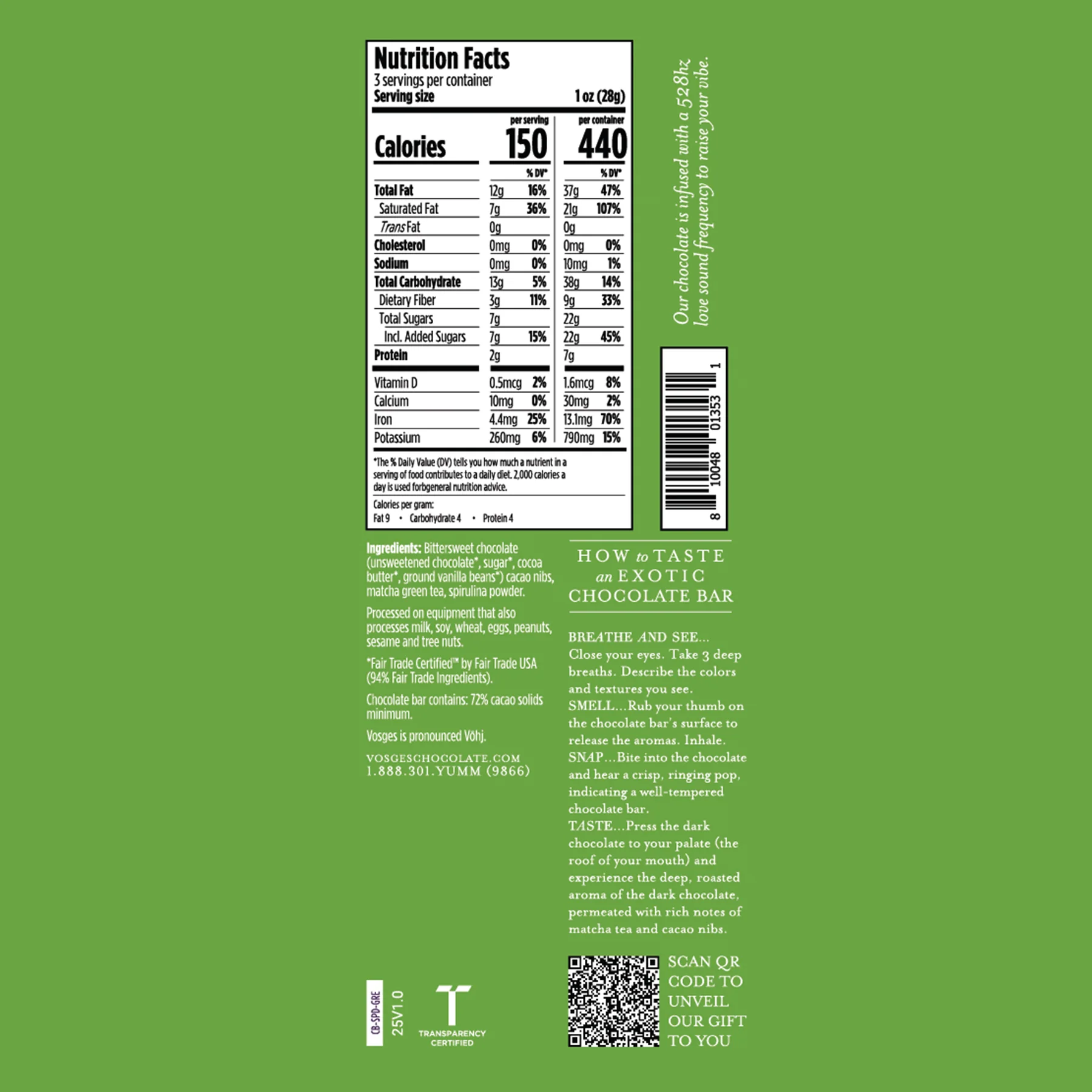 Matcha Green Tea & Spirulina Super Dark™ Chocolate Bar - Image 6